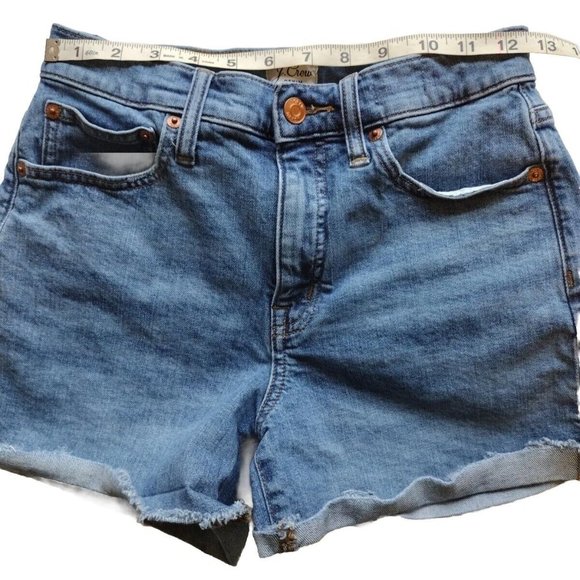 J Crew Shorts Womens 25 Denim High Rise Short Rolled Raw Cuff - Picture 3 of 11